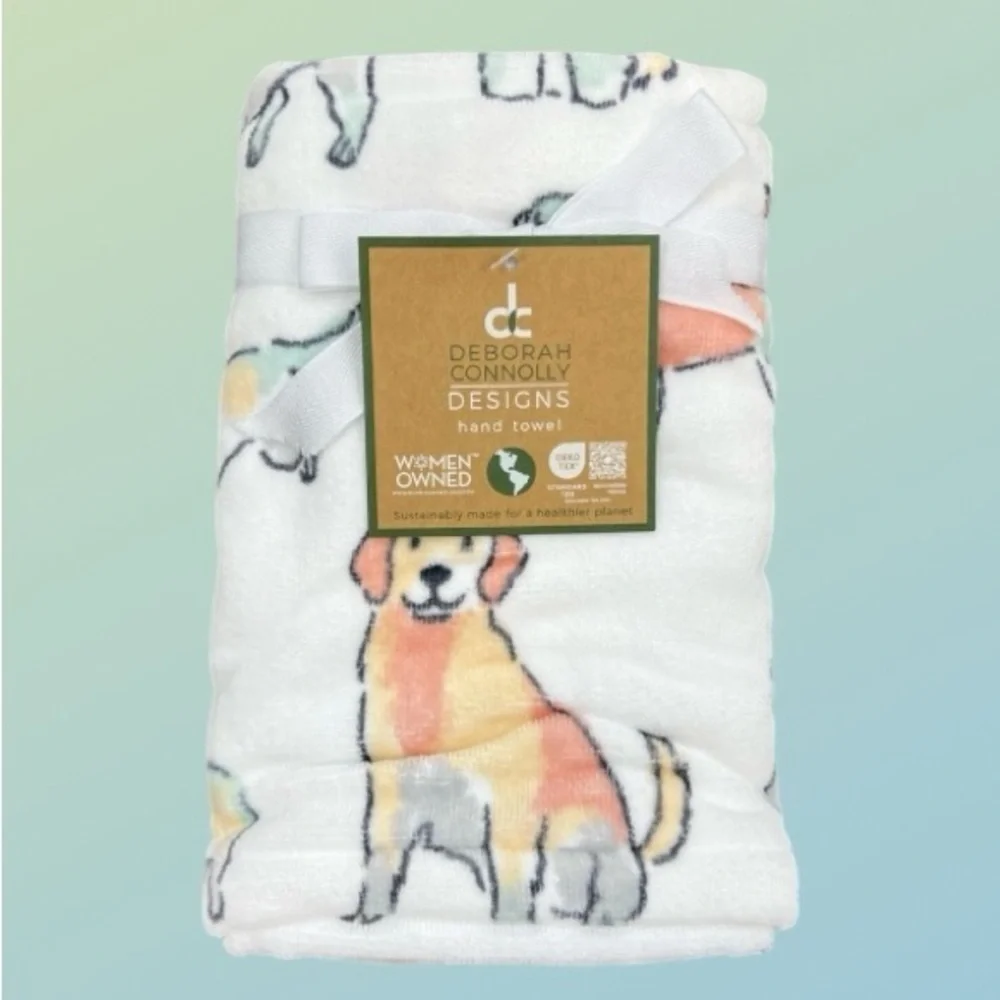 Deborah Connolly *Last One* ‘Colorful Mixed Breed Dogs’ bath towel set NWT Firm!